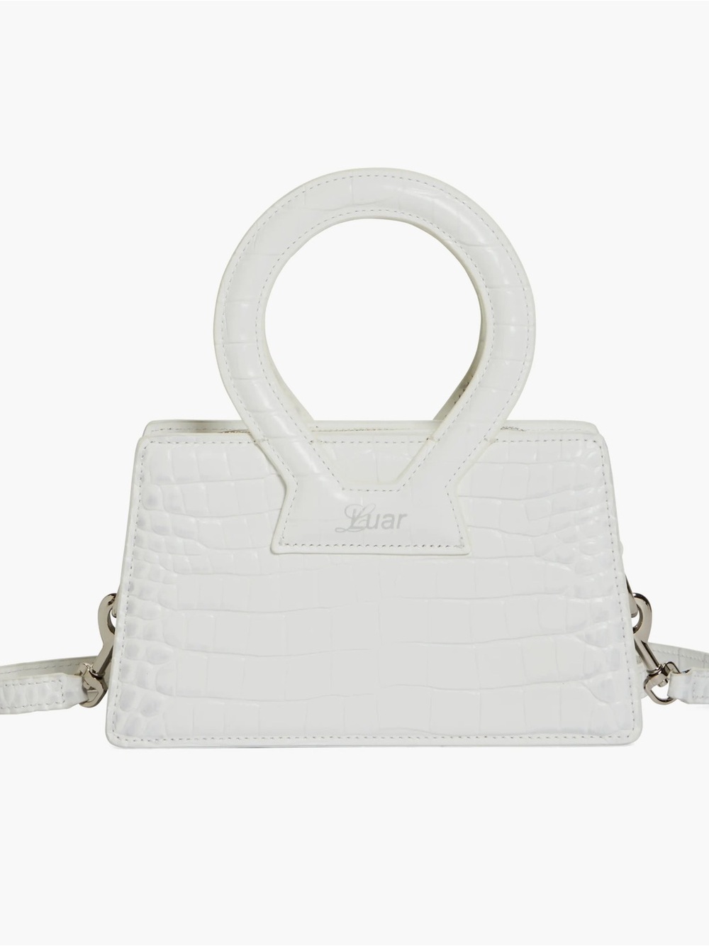 Luar White Croc-Embossed Top-Handle Ana bag